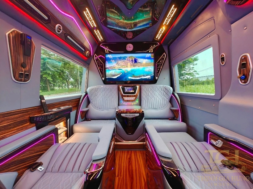 nội thất xe limousine 9 chỗ presidient_Thịnh Gia Hưng