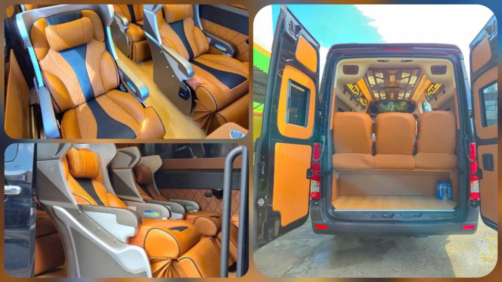Nội thất ghế massage và cốp sau xe limousine 12 chỗ