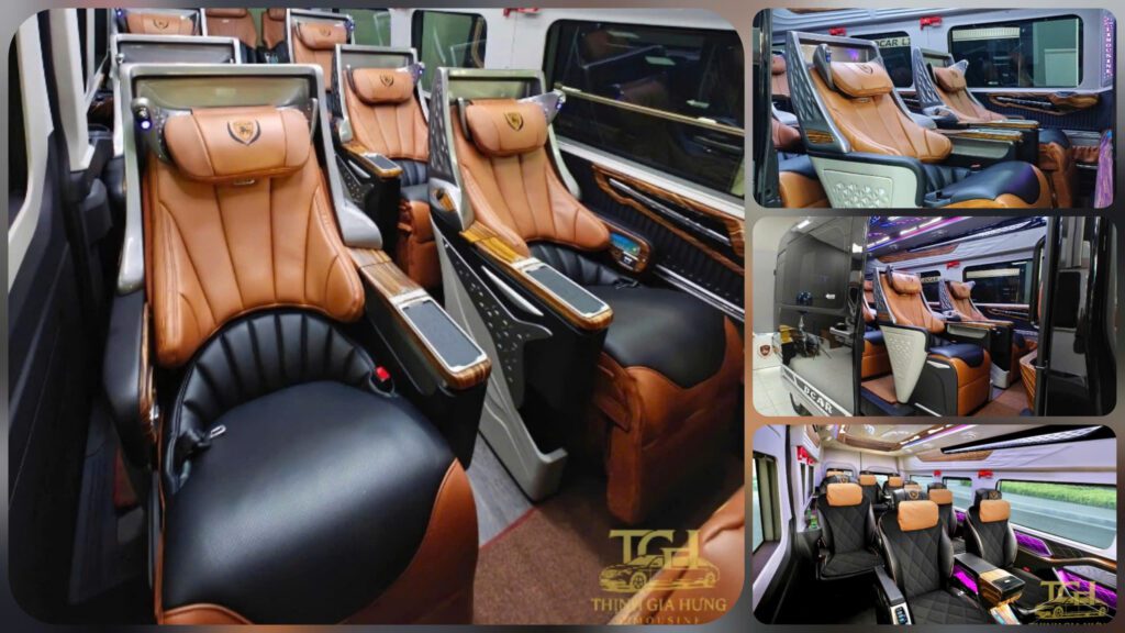 Nội thất ghế xe limousine 12 chỗ Dcar thượng đỉnh